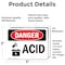 Signmission Acid Danger Sign, Vinyl Decal, 5in W x 3.5in L, 2PK OS-2PACK-DS-D-35-L-1017 - alternate 6